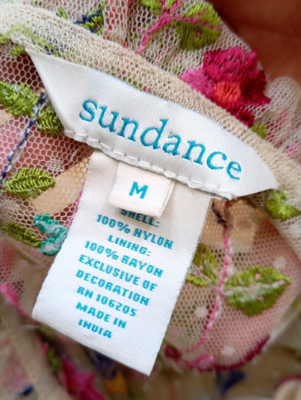 Sundance long-sleeve midi dress in cream with embroidered floral print - Picture 9 of 11